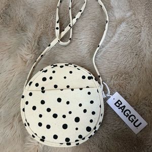 Baggu polka dot canvas circle crossbody bag
